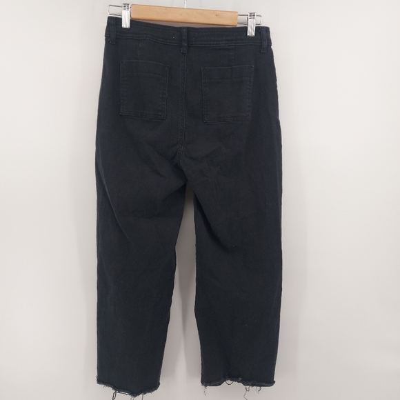 Avec Les Filles high waist wide leg cropped black jeans with released hem Size 2 - Picture 3 of 6